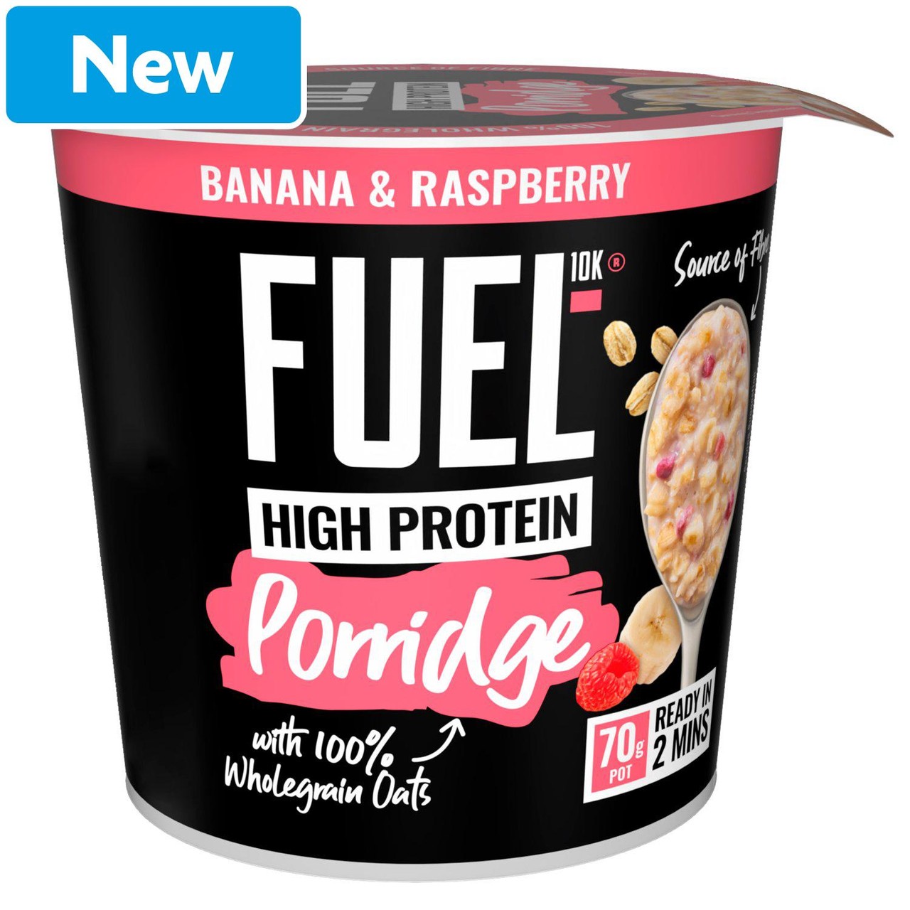 FUEL10K High Protein Banana & Raspberry Porridge Oat Cereal Pot 70g