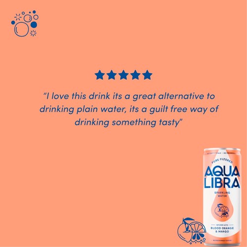 Aqua Libra Sparkling Water Infused with Blood Orange & Mango 4 x 330ml