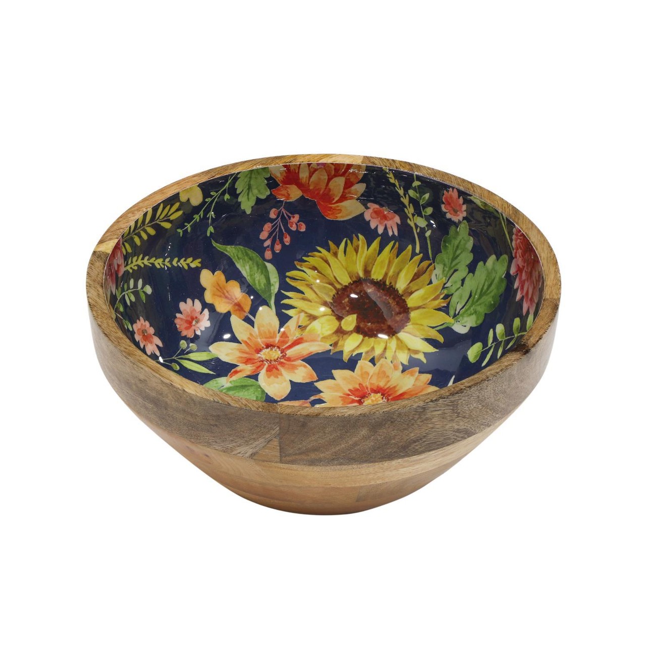 Nutmeg Home Navy Sunflower Mango Wood Bowl