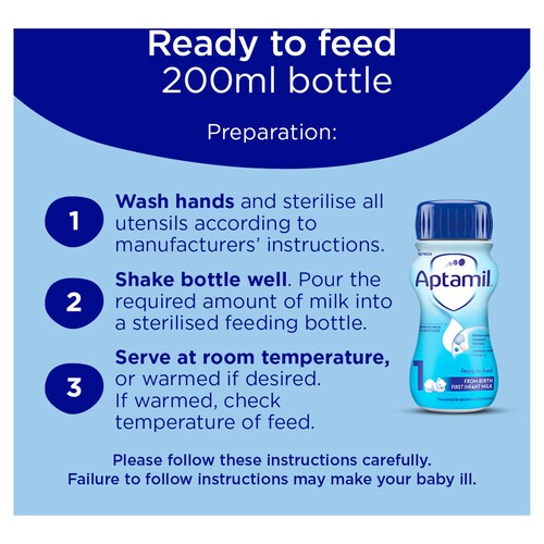 Aptamil 1 First Infant Baby Milk Formula Liquid Ready to Feed from Birth