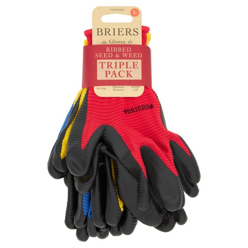 Briers Mens Ribbed Seed & Weed Gloves   3 Pack