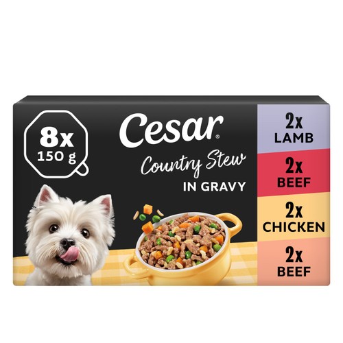 Cesar Juicy Hotpot Adult Wet Dog Food Trays Mixed in Gravy