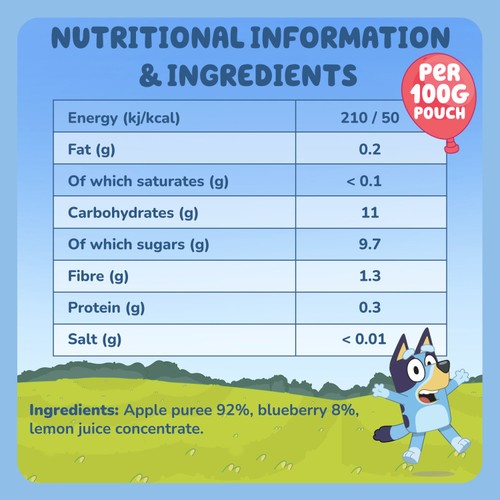Goodies Bluey Apple & Blueberry Fruit Pouch Multipack 4x100g