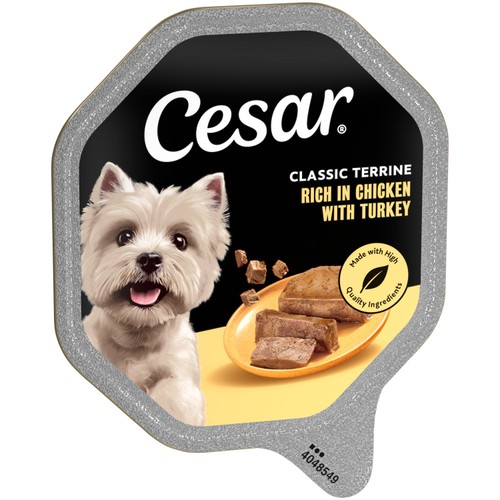 Cesar Classic Terrine Wet Dog Food Tray Chicken & Turkey in Loaf 150g
