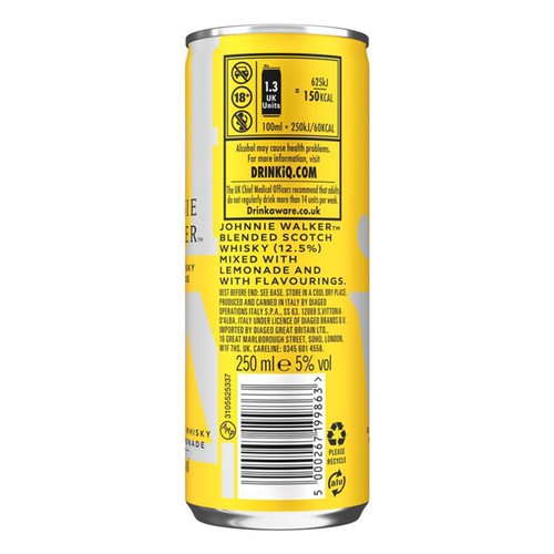 Johnnie Walker Scotch Whisky & Lemonade   250ml