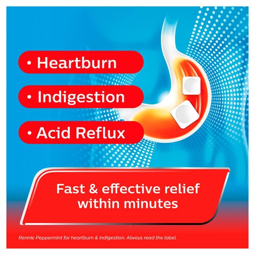 Rennie Peppermint Heartburn & Indigestion Chewable Tablets