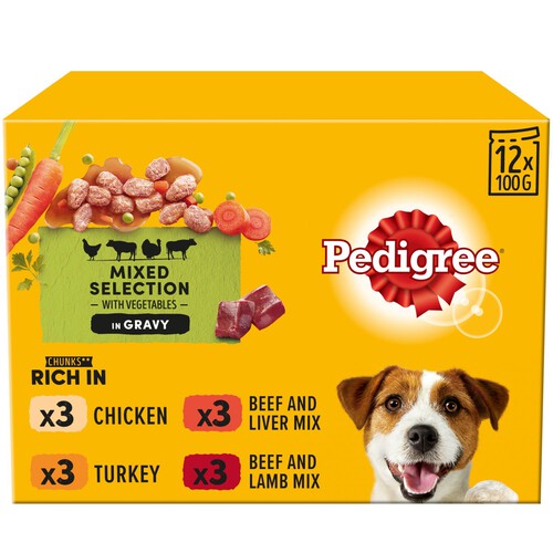 Pedigree  Adult Wet Dog Food Pouches Mixed Selection in Gravy 