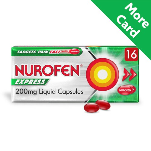 Nurofen Express Pain Relief 200mg Liquid Capsules Ibuprofen