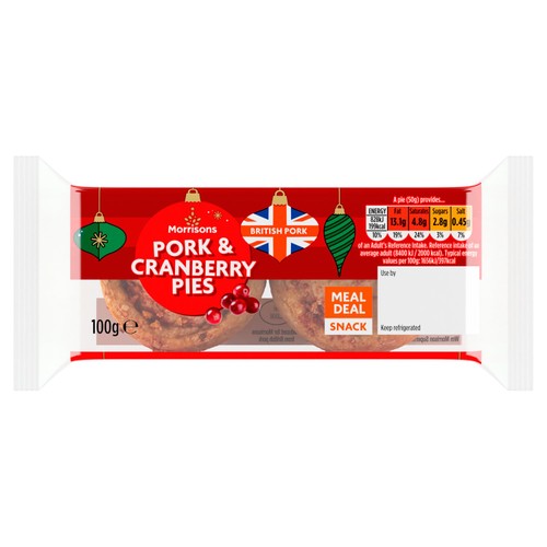 Morrisons 2 Pork & Cranberry Pies 100g