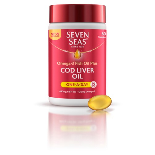 Seven Seas Cod Liver Oil One A Day Omega-3 Fish Oil & Vitamin D 60 Caps