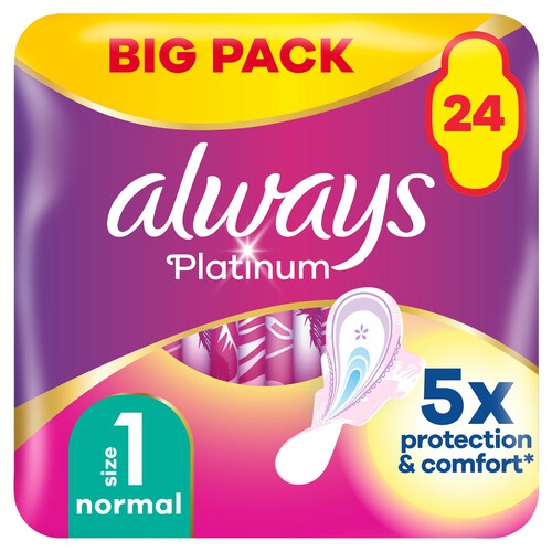 Always Platinum Normal (Size1) Sanitary Towels Wings 24 pads