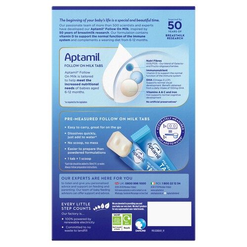 Aptamil Pre-Measured Tabs 2 Follow On Milk 6-12 Months 24 Sachets