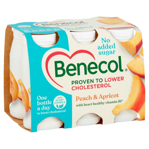 Benecol No Added Sugar Peach & Apricot Yogurt Drink 6 x 67.5g (405g)