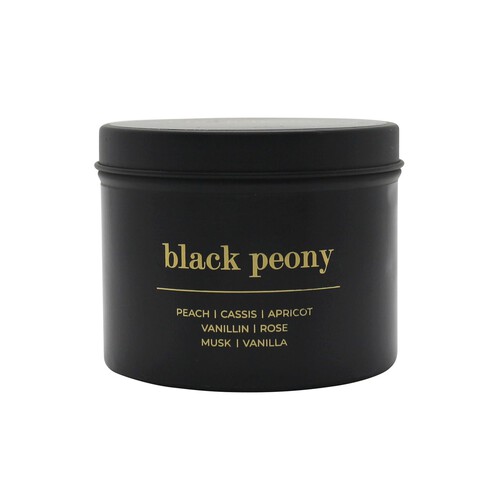 Nutmeg Home Black Peony Tin Candle