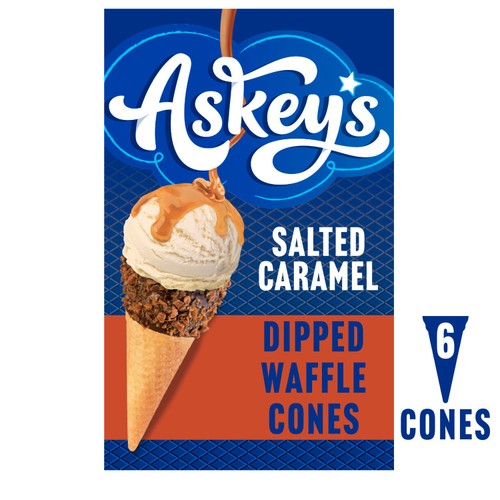 Askeys deluxe salted caramel dipped waffle cones