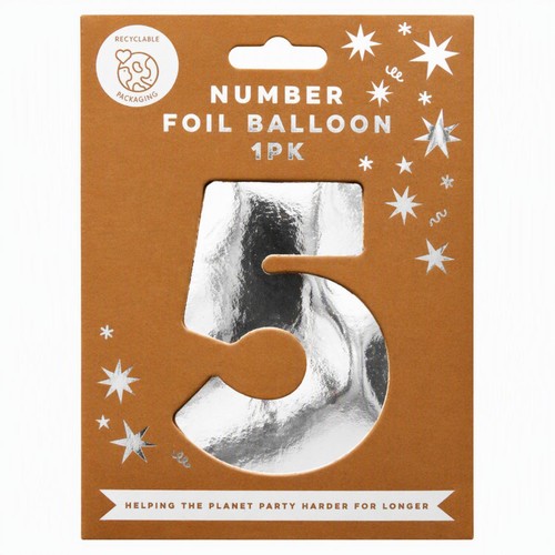 Mad Party Number. 5 Silver Foil Balloon