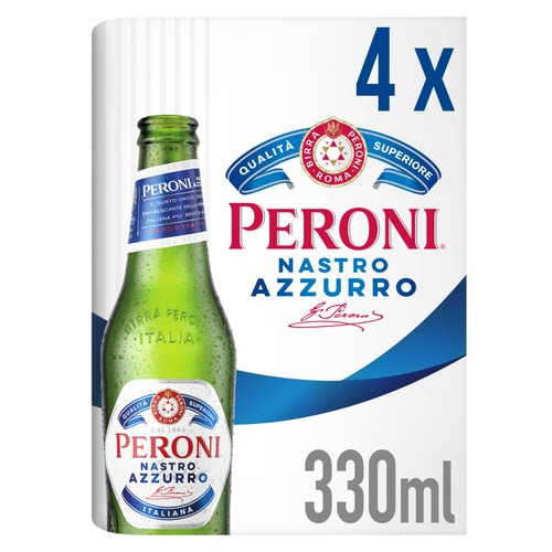 Peroni Nastro Azzurro Bottled Beer Lager Bottles 4x330ml