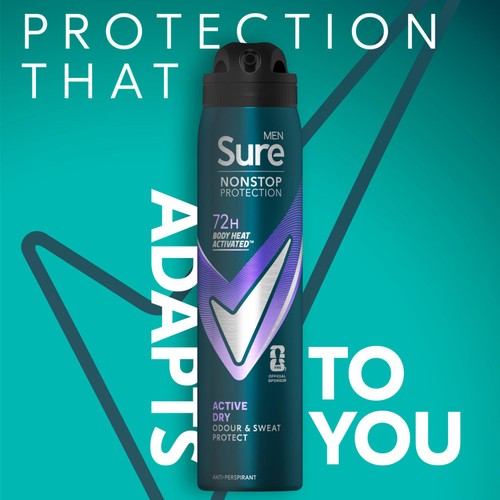 Sure Men Nonstop Protection Anti-Perspirant Aerosol Active Dry 250ml