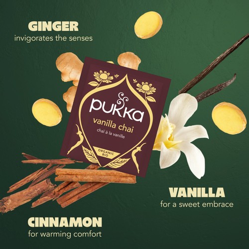 Pukka Vanilla Chai, Organic Herbal Tea with Cinnamon & Cardamom, 20 Sachets