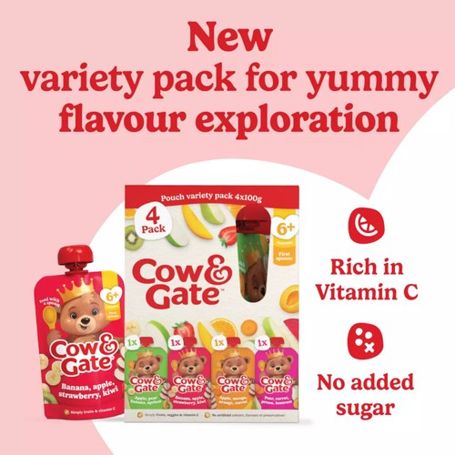Cow & Gate Multiflavour Baby Food Pouch Multipack Snack 6m