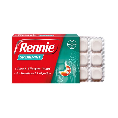 Rennie Spearmint Heartburn & Indigestion Chewable Tablets