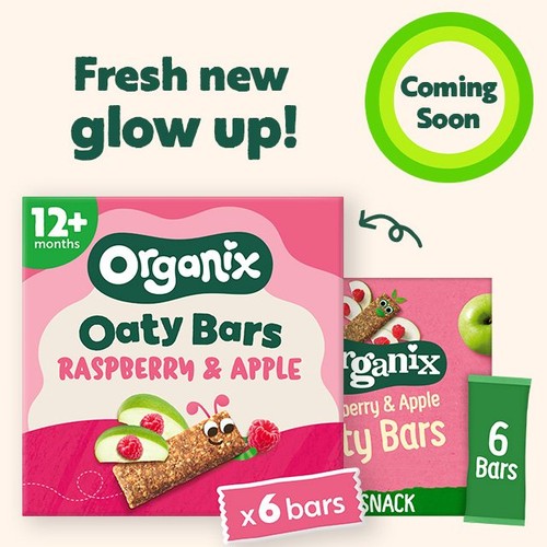 Organix Raspberry & Apple Oaty Bars Organic Toddler Snacks Multipack 6x23g