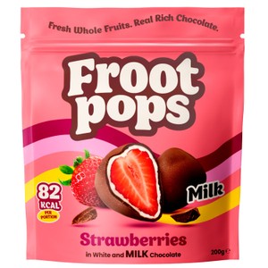 Froot Pops Freshly Frozen Strawberries Coated in White & Milk Chocolate
