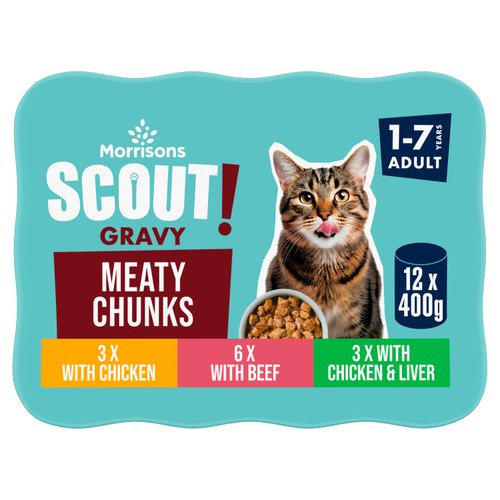 Morrisons Scout Meaty Chunks In Gravy Adult Cat Food 12 x 400g