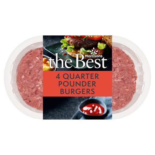 Morrisons The Best 4 Beef Quarter Pounder Burgers