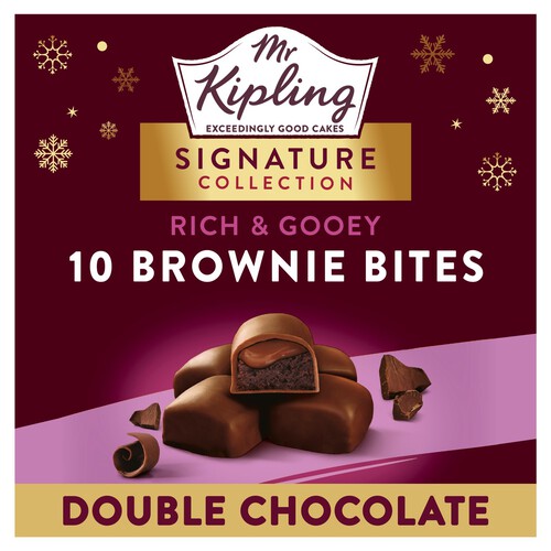 Mr Kipling Signature Double Chocolate Gooey Brownie Bites Cakes 10pk