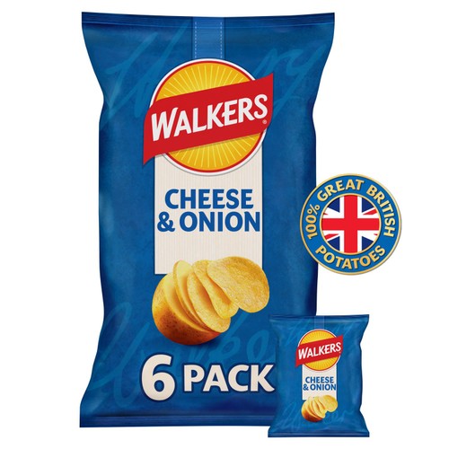 Walkers Cheese & Onion Multipack Crisps 6 Pack x 25g