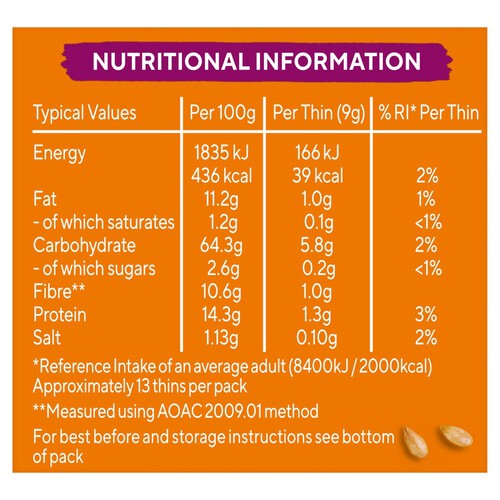 Ryvita Thins Multi-Seed Flatbread Crackers 