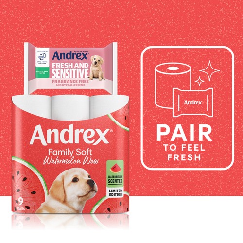 Andrex Family Soft Watermelon Toilet Tissue 9 Rolls