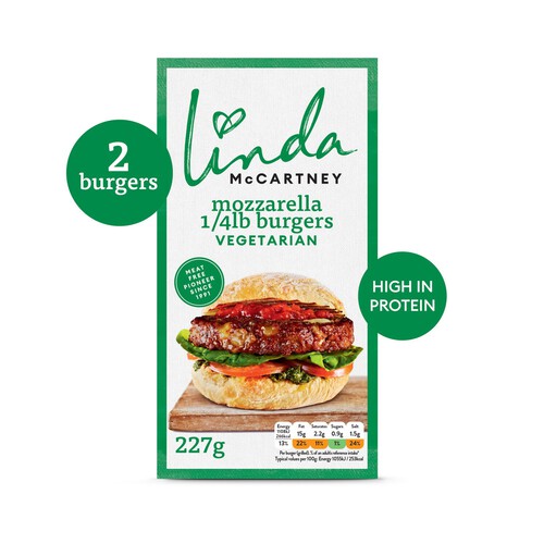 Linda McCartney's Vegetarian Mozzarella Quarter Pounder Burgers