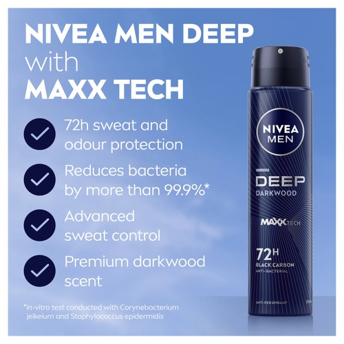 NIVEA MEN Deep Black Carbon 72h Anti-Perspirant Deodorant Spray