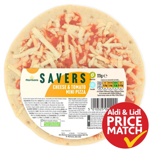 Morrisons Savers Cheese & Tomato Mini Pizza 