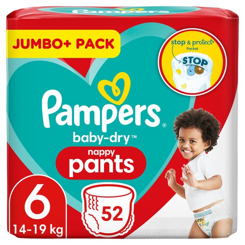  Pampers Baby-Dry Nappy Pants Size 6 Pants Jumbo + Pack