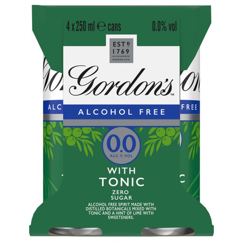 Gordon's Alcohol Free & Tonic With Lime 5% vol 4 x Ready to Drink Can