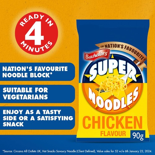 Batchelors Super Noodles Chicken Multipack 4x90g