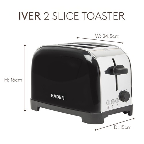 Haden Iver 2 Slice Toaster Black