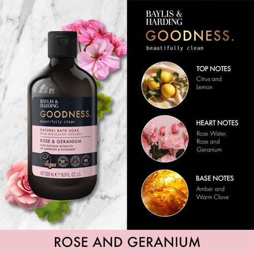 Baylis & Harding Goodness Rose & Geranium Bath Soak 500ml