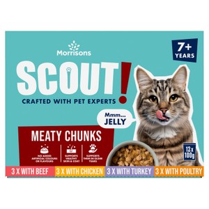 Morrisons Scout Meaty Chunks In Jelly 7+ Cat Food 12 x 100g