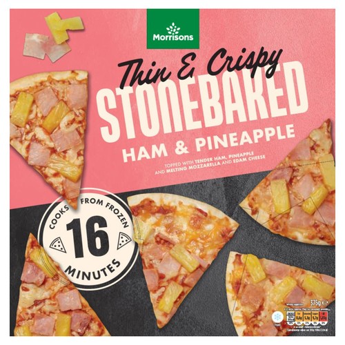 Morrisons thin crispy stonebaked ham pineapple pizza