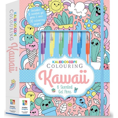 Kaleidoscope Kit 7 Kawaii Colouring Pages And Gel Pens 