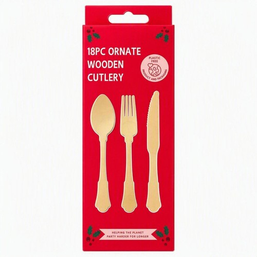 Mad Party Ornate Wooden Cutlery
