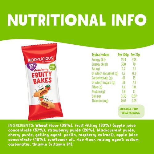 Kiddylicious Strawberry Fruity Bakes Baby Snacks