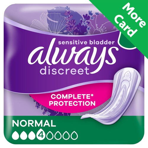 Always Discreet Incontinence Pads Normal for Sensitive Bladder 12 pack