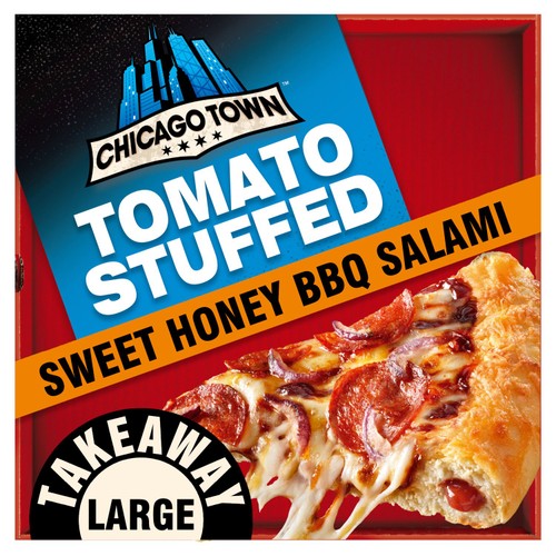 Chicago Town Takeaway Stuffed Crust BBQ Pepperoni Salami Large Pizza 635g