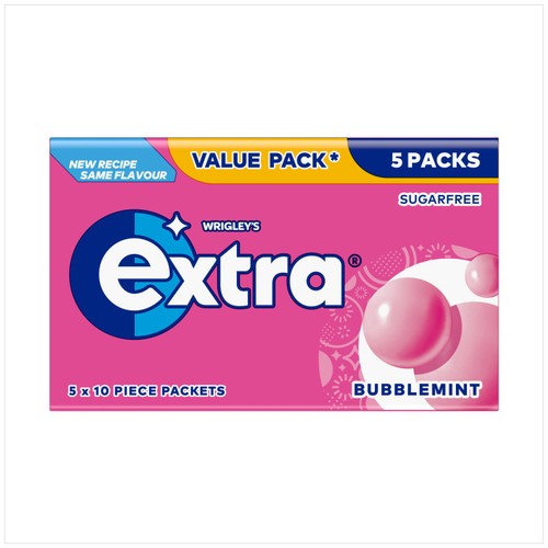 Wrigley's Extra White Bubblemint Sugar Free Chewing Gum Multipack   70g