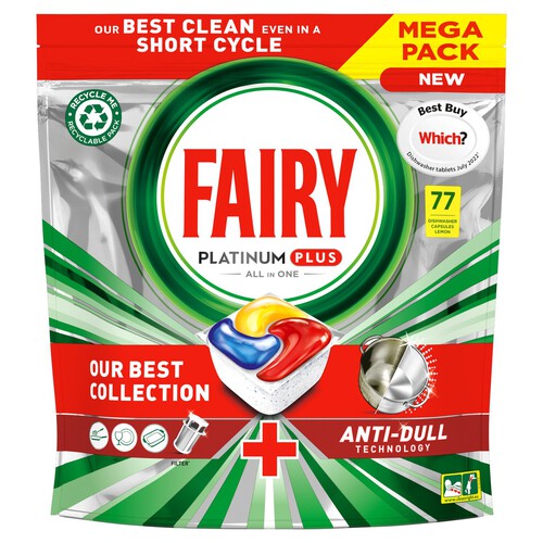 Fairy Platinum Plus Auto Dishwashing Tablet Lemon 